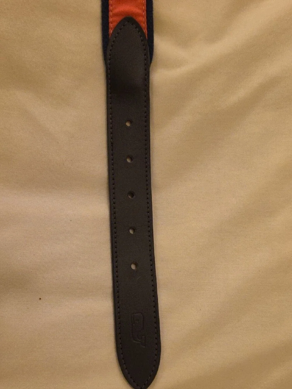 Vineyard Vines Leather And Canvas Belt with Brass Buckle